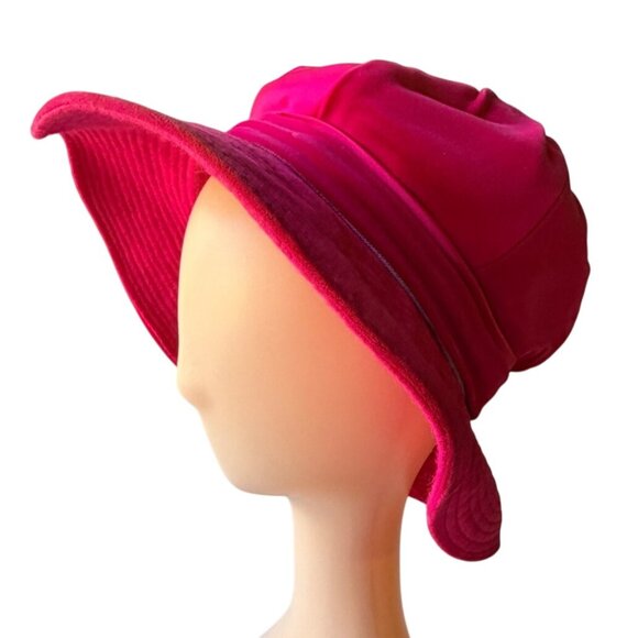 Vintage 1960s Dana Original Pink Velvet Satin Wide Brim Women’s Hat with Bow - Picture 2 of 10